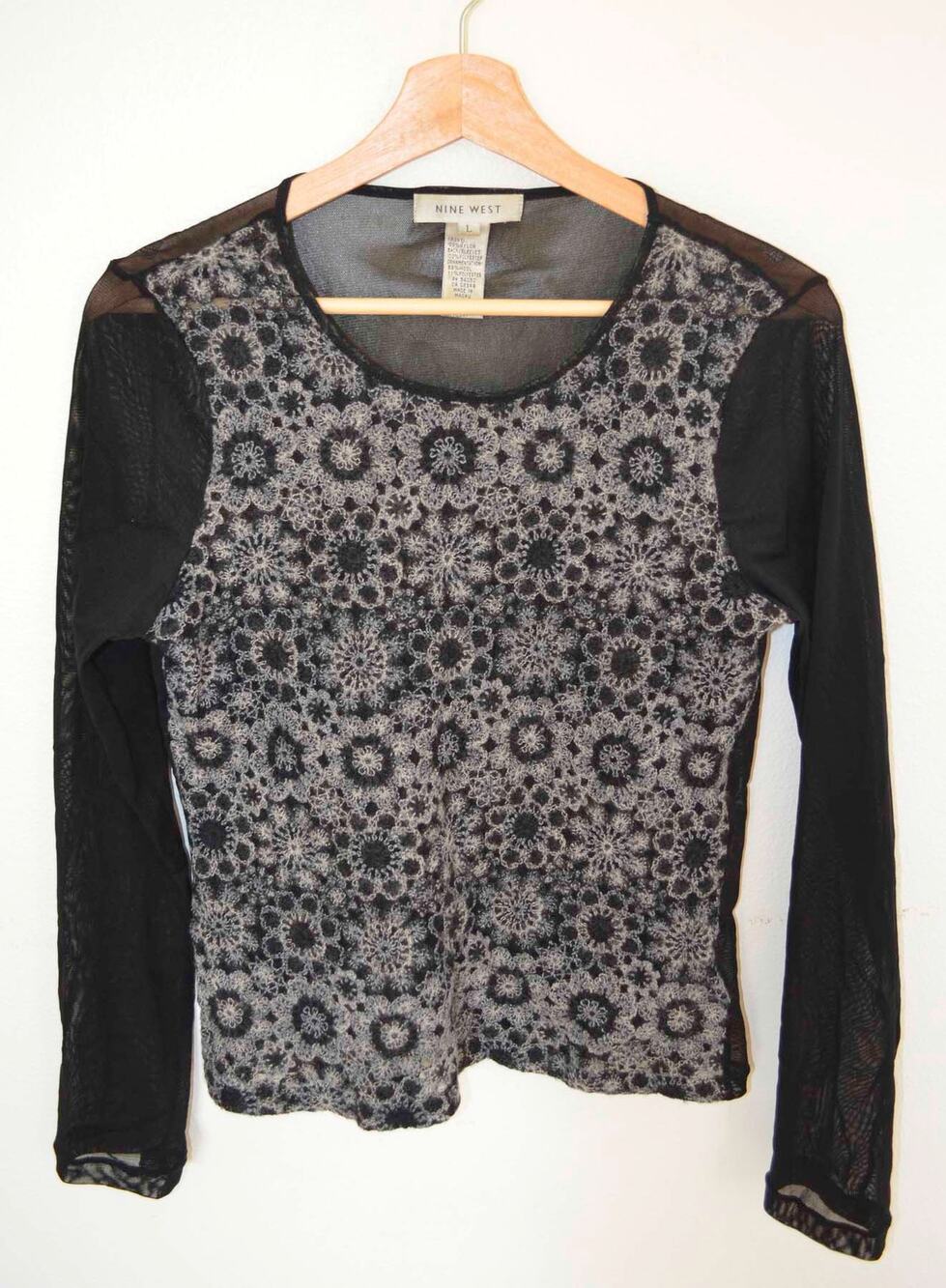 Y2K Sheer Crochet Mesh Top Long Sleeve